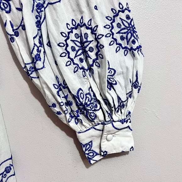 NWT ASOS Broderie Blouson Sleeve Midi Dress w/ Contrast Embroidery MSRP$260 - Picture 10 of 16